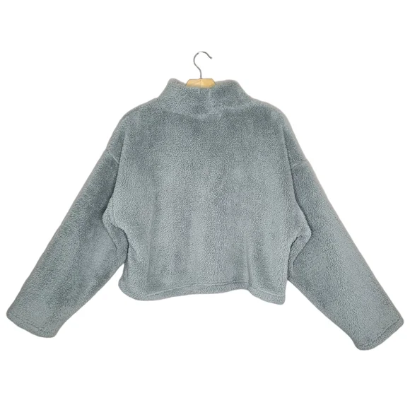 Forever 21 Gray Turtleneck Long Sleeve Croptop Teddy Sweater - Picture 2 of 5